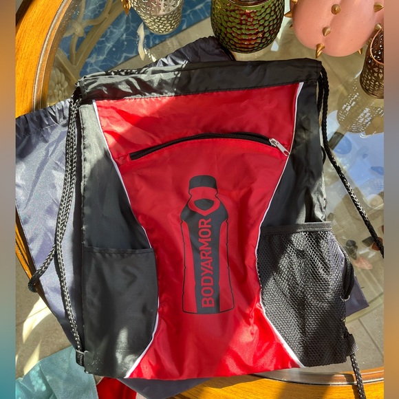 Red and Black Drawstring Backpack - Picture 3 of 4